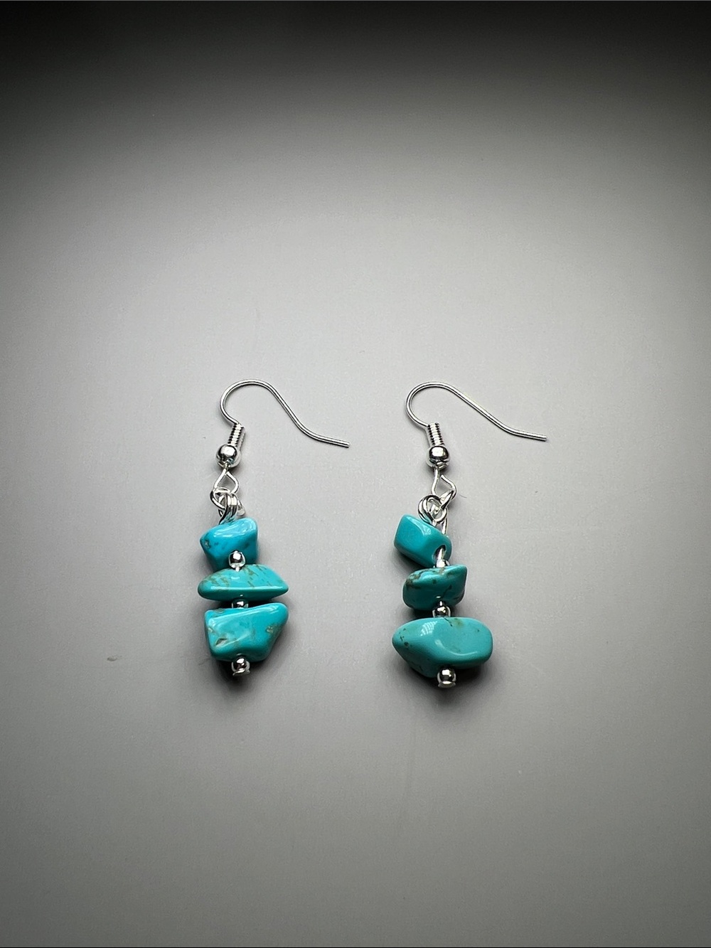 Hand Crafted Turquoise Blue Chip Drop Earrings - Women Jewelry